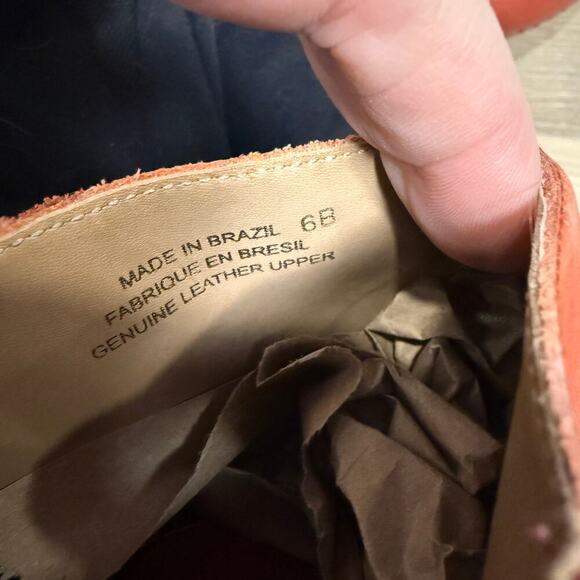 Anthropologie Schuler & Sons Cider Press Red Leather Wood Clog Booties, Size 6 - Picture 6 of 9